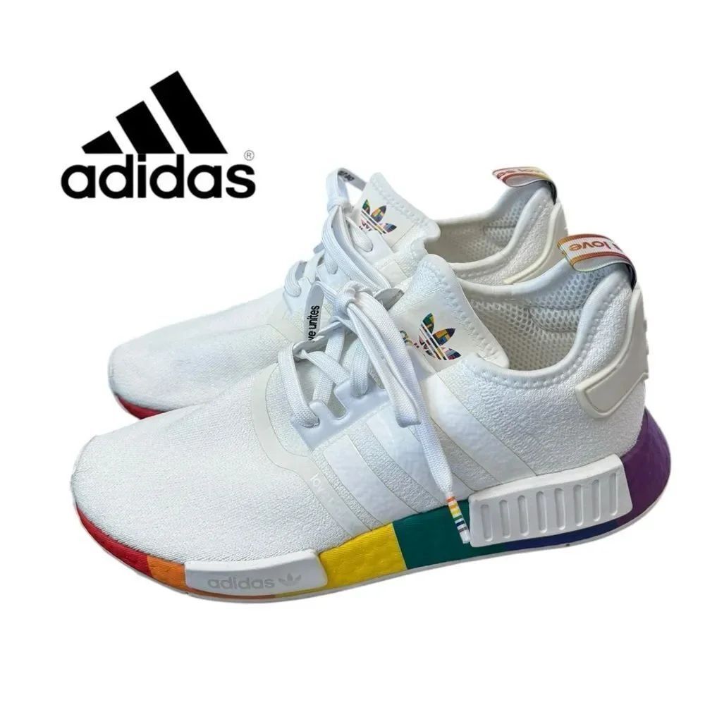 Adidas NMD_R1 'Pride' White Rainbow Love Unites FY9024 Sneakers 8.5